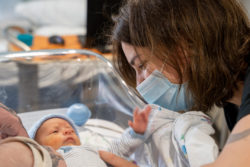 Mom with her baby in NICU